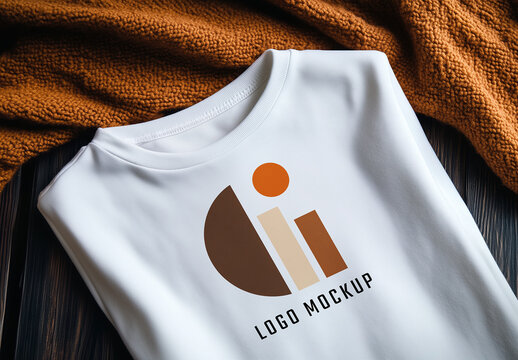 Folded T-shirt Logo Mockup