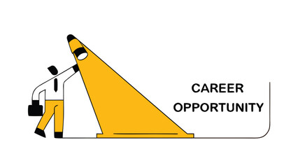 Businessman climbing giant pencil for career opportunity