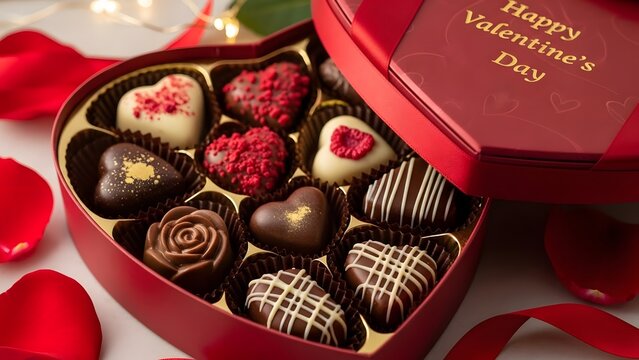 A heart-shaped box of assorted chocolates for Valentine's Day - Powered by Adobe