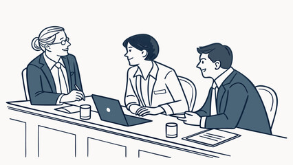 Business professionals discussing ideas in modern office setting