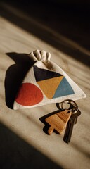 Small canvas pouch with keys