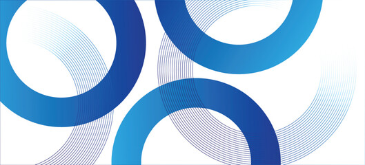Abstract Blue Circular Lines Background with Modern Geometric Rings