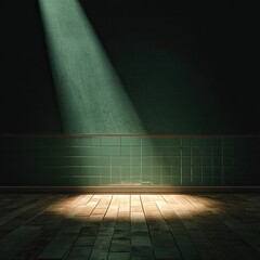 Dark room illuminated by a spotlight