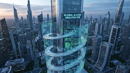 Futuristic City AI Code Analysis Hub Concept - Powered by Adobe