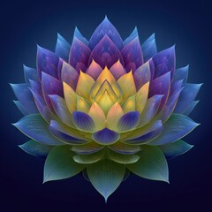 Vibrant lotus flower on dark background
