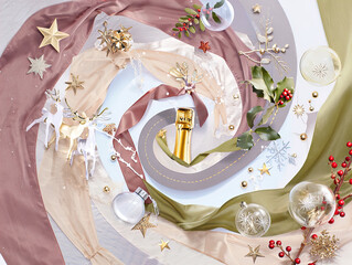 Creative collage with a Christmas and New Year theme, Festive style.	