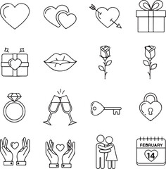 Collection of valentine's day icons Vector