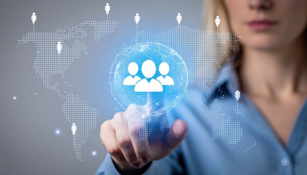 Woman and Global Network. - Powered by Adobe