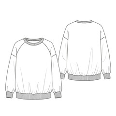 Sweatshirt Outline Icon – Crewneck Pullover Front and Back Apparel Design Template © KOBAD