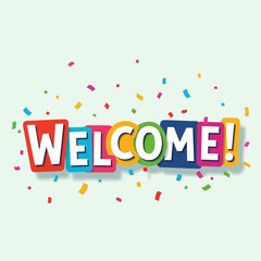 Welcome Celebration Typography &ndash; Colorful Confetti Greeting Text for Events & Design