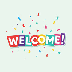 Welcome Celebration Typography &ndash; Colorful Confetti Greeting Text for Events & Design
