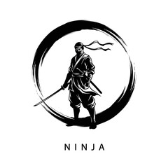 Samurai Warrior Icon &ndash; Japanese Sword Fighter Silhouette for Martial Arts & Zen Design
