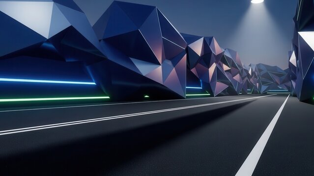 Empty urban road minimal backdrop abstract background with a futuristic design and cinematic lighting providing a vast, clean minimal backdrop