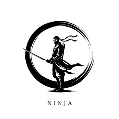 Samurai Warrior Icon &ndash; Japanese Sword Fighter Silhouette for Martial Arts & Zen Design