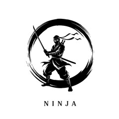 Samurai Warrior Icon &ndash; Japanese Sword Fighter Silhouette for Martial Arts & Zen Design