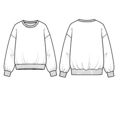 Sweatshirt Outline Icon – Crewneck Pullover Front and Back Apparel Design Template © KOBAD