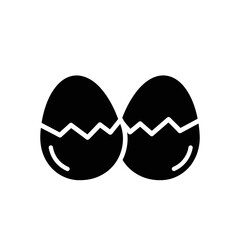 Cracked Egg Icon &ndash; Broken Eggs Shell Symbol for Food, Cooking & Easter Design