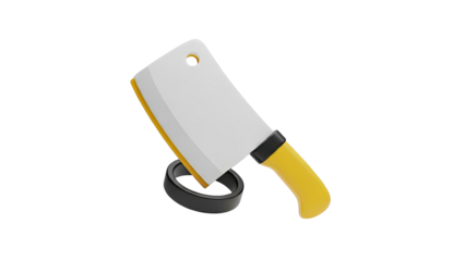 Cleaver Knife with Yellow Handle and Black Ring