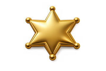Golden sheriff badge icon design for western themes and law enforcement graphics