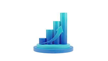 3D Bar Chart with Upward Arrow