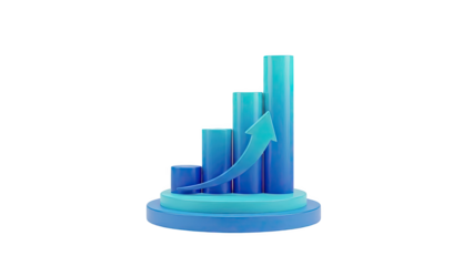3D Bar Chart with Upward Arrow