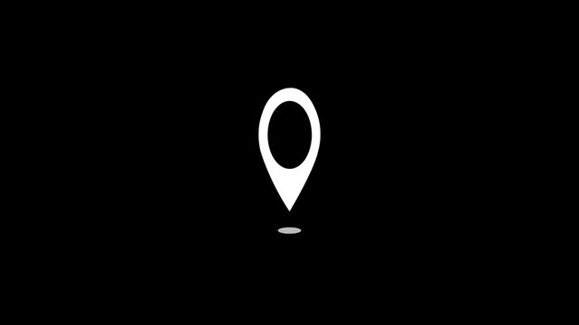 Location icon animated video, map point. black background animation 4k