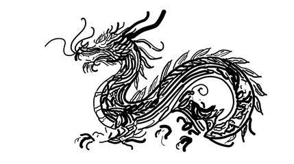 Fototapeta premium black and white dragon