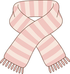 Cute Pink Striped Winter Scarf Illustration for Valentine's Day and Cozy Fashion Accessory