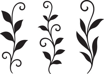 decorative vine silhouettes set botanical ornament vector illustration