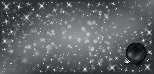 Naklejka premium Black-White grunge Christmas background, Christmas wishes background, Winter Snowfall Christmas background, Flying snow flakes and stars on winter Black-White background. snowflake template.