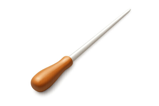 Elegant conductor's baton on minimalistic gray background for musical event design