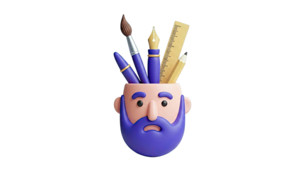 Creative Head with Art Supplies