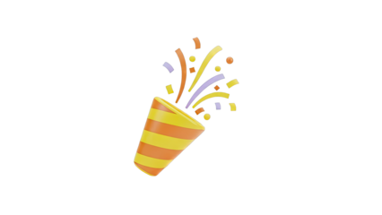 Confetti Popper with Orange and Yellow Stripes