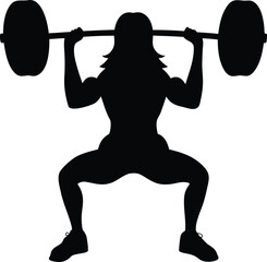 Female Bodybuilder Barbell Squat Silhouette Demonstrating Strength and Fitness Goals