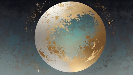 ゲーム背景　月をイメージした金と青の背景デザイン模様