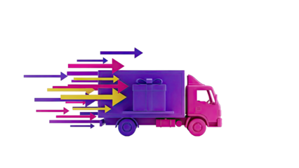 Fast Delivery Truck with Gift and Arrows