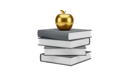 Golden Apple on Stack of Books