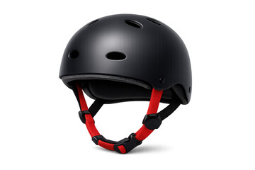 Stylish black skateboard helmet with red straps for safety and sport enthusiasts design