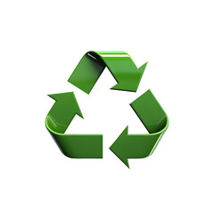 Obraz premium A vibrant green recycle symbol in 3D, perfect for representing environmental consciousness isolated on transparent background