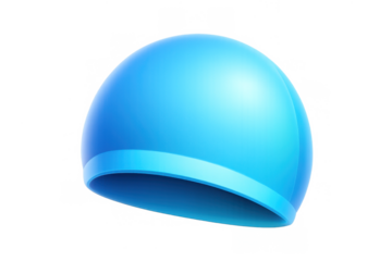 Blue swim cap illustration on gray background for sports and fitness design