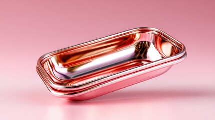 A sleek rose gold container sits on a soft pink surface, blending modern elegance with minimalism, creating a striking visual that captures attention and adds charm.