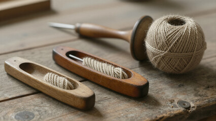Vintage Weaving Tools Still Life