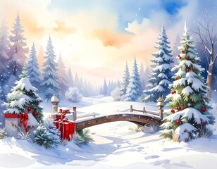 Winter Wonderland Bridge - A Snowy Christmas Scene.
