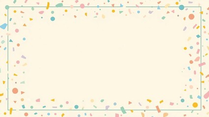 Playful Soft Cheerful Beige Background with Colorful Confetti Frame for Kids Art Project or Creative School Presentation