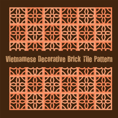 Obraz premium Geometric Vietnamese brick tile pattern inspired by traditional ventilation bricks, designed in warm earthy colors. Ideal for architectural backgrounds, wall decoration, surface design, packaging, tex
