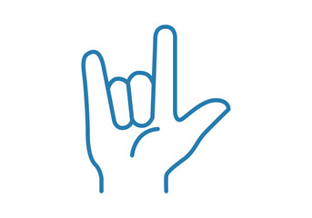 Obraz premium Mano humana haciendo el gesto de te quiero en lenguaje de señas representado con trazo azul