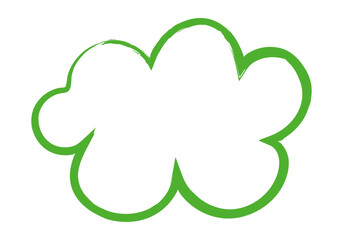 Silueta de nube verde con trazo de pincel art&iacute;stico sobre fondo blanco
