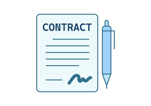 Documento de contrato firmado con un bol&iacute;grafo azul para simbolizar acuerdos legales y compromiso empresarial