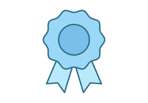 Medalla de premio azul con cintas para reconocimiento de &eacute;xito y excelencia acad&eacute;mica o profesional