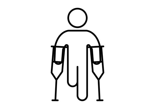 Silueta de una persona con discapacidad f&iacute;sica utilizando muletas para caminar y desplazarse